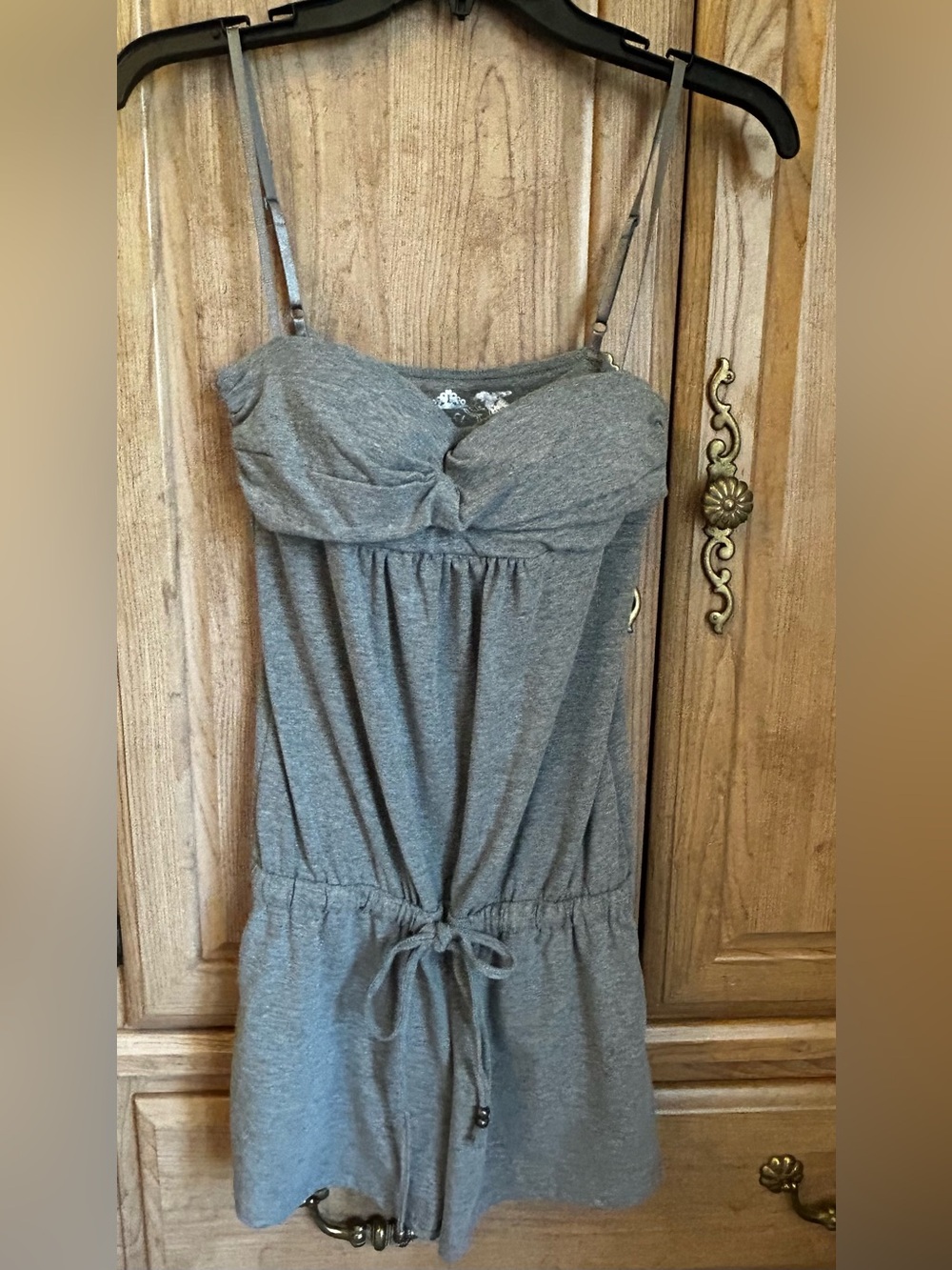 Gray Women's Sleep Romper with Adjustable Straps